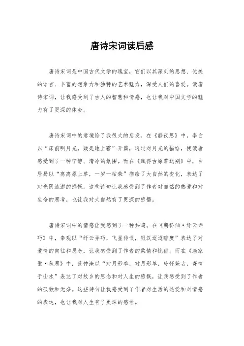 唐诗宋词读后感