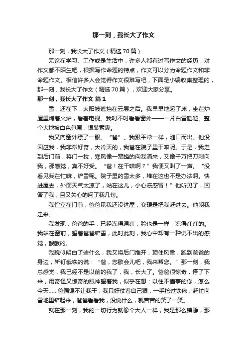 那一刻，我长大了作文（精选70篇）