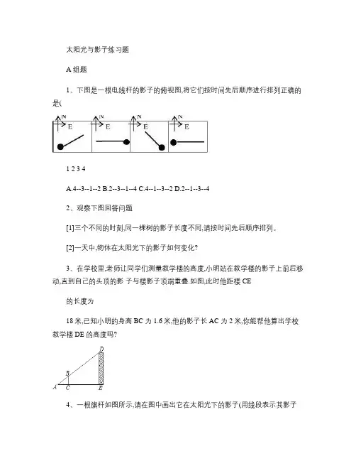 太阳光与影子练习题_百度文库汇总
