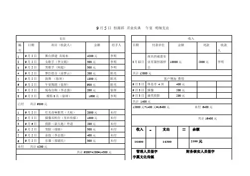 活动收入支出明细表