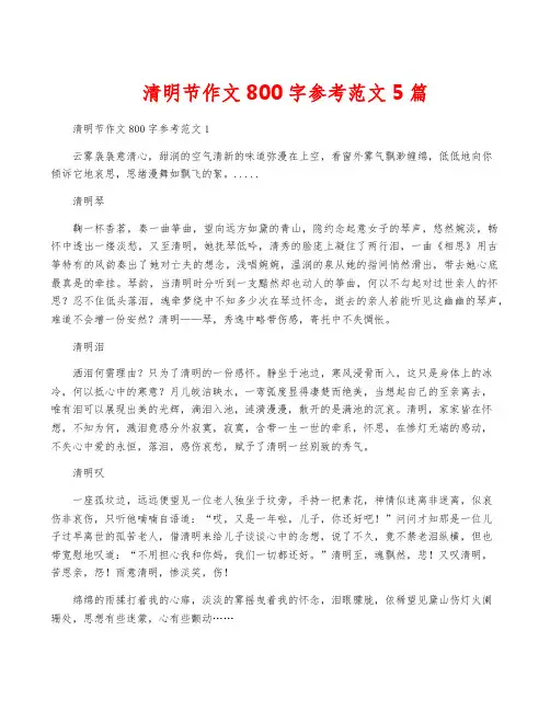 清明节作文800字参考范文5篇