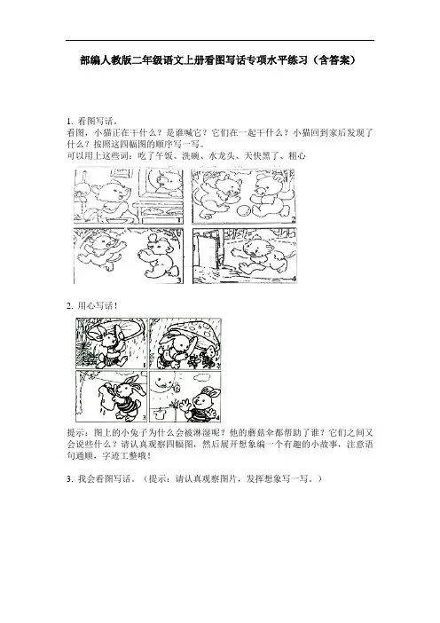 部编人教版二年级语文上册看图写话专项水平练习(含答案)