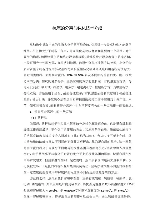 抗原的分离与纯化技术介绍