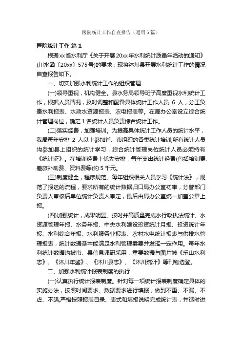 医院统计工作自查报告（通用5篇）