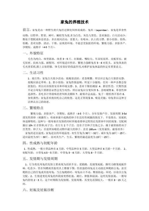家兔的养殖技术