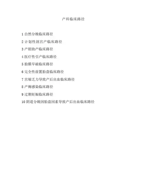 产科10个临床路径