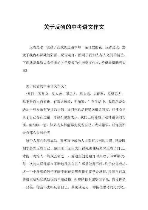 (中考作文)关于反省的中考语文作文