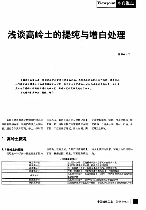 浅谈高岭土的提纯与增白处理