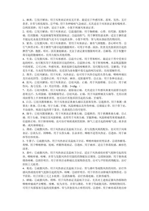 中药学重点(精简)