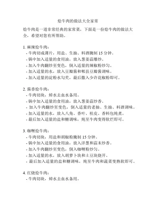 烩牛肉的做法大全家常