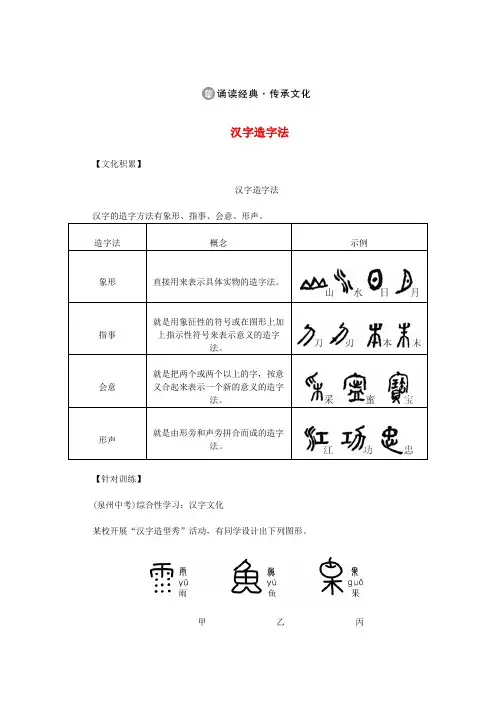八年级语文下册诵读经典与传统文化汉字造字法新人教