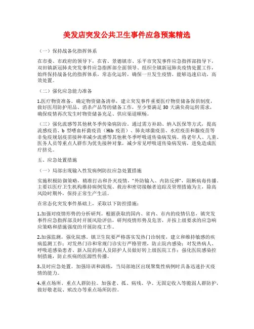美发店突发公共卫生事件应急预案精选