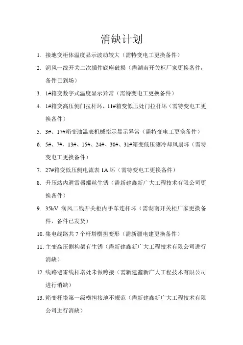 消缺计划