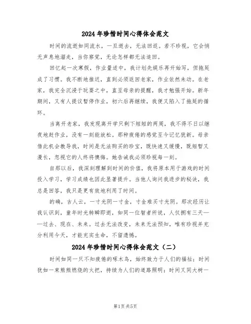 2024年珍惜时间心得体会范文（四篇）