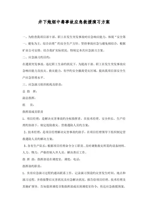 炮烟中毒演练专题方案