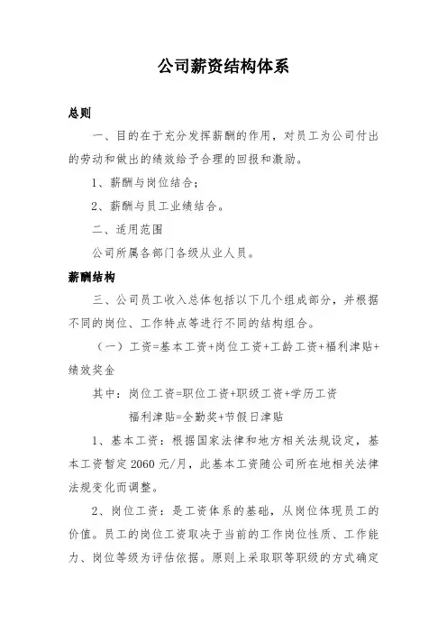 公司薪资结构体系