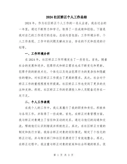 2024社区矫正个人工作总结