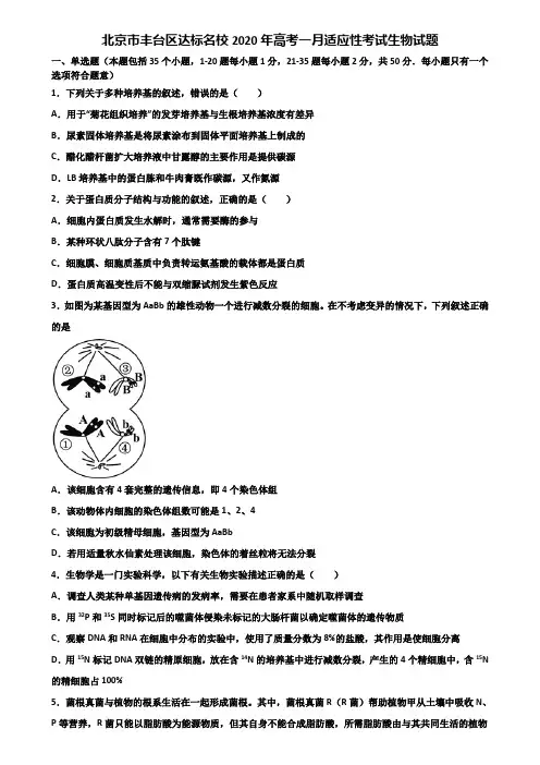北京市丰台区达标名校2020年高考一月适应性考试生物试题含解析