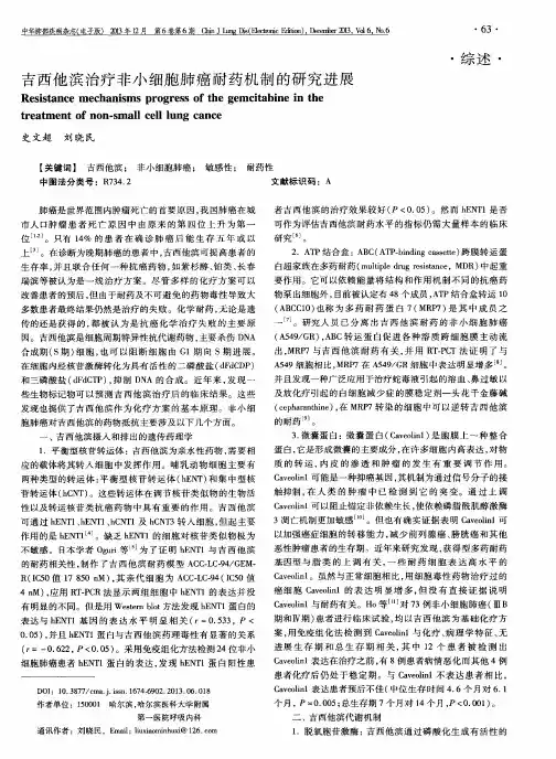 吉西他滨治疗非小细胞肺癌耐药机制的研究进展