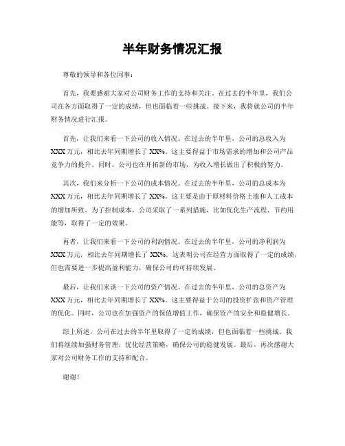 半年财务情况汇报