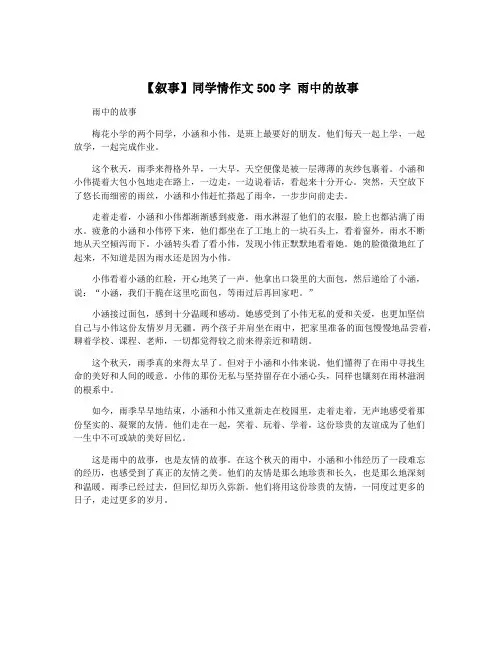 【叙事】同学情作文500字 雨中的故事