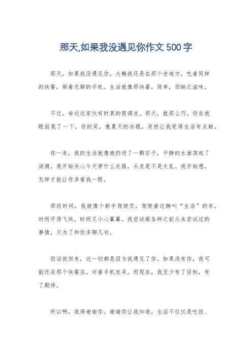 那天,如果我没遇见你作文500字
