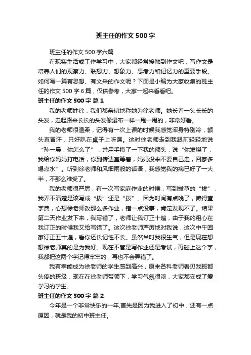 班主任的作文500字六篇