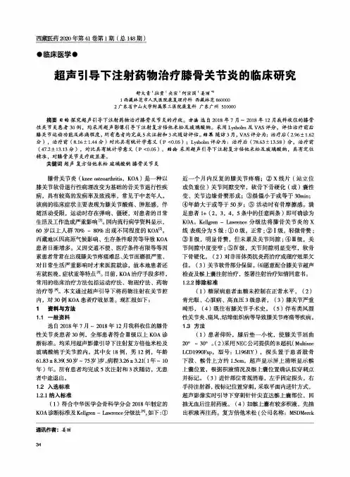 超声引导下注射药物治疗膝骨关节炎的临床研究