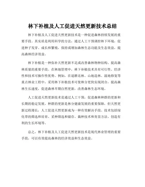 林下补植及人工促进天然更新技术总结