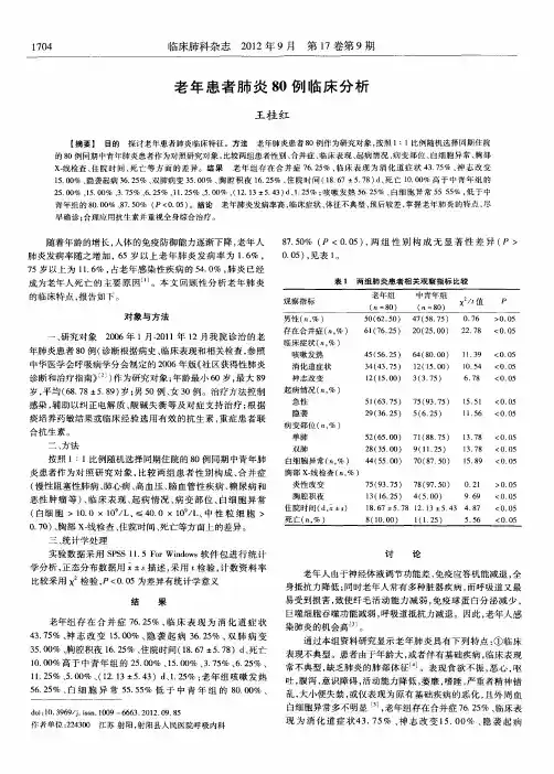老年患者肺炎80例临床分析
