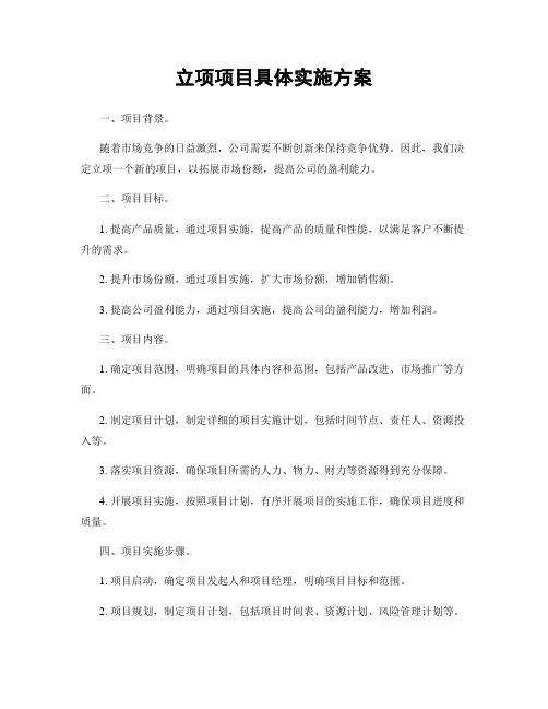 立项项目具体实施方案