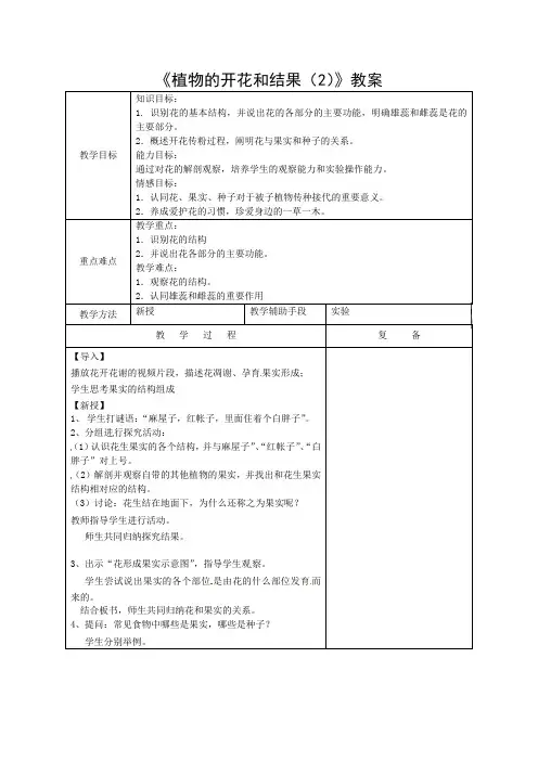 《植物的开花和结果(2)》教案