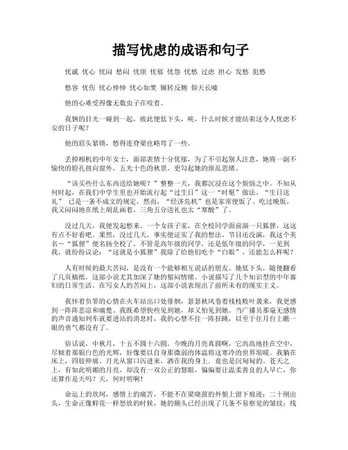 描写忧虑的成语和句子