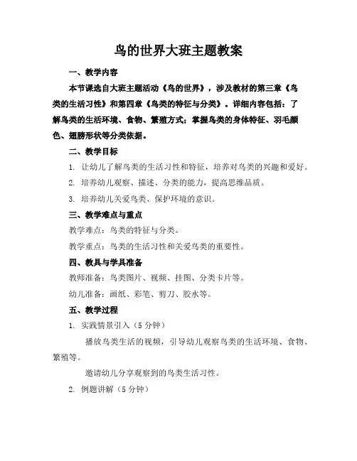鸟的世界大班主题教案
