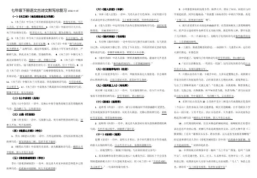 七年级下册语文古诗文默写总复习