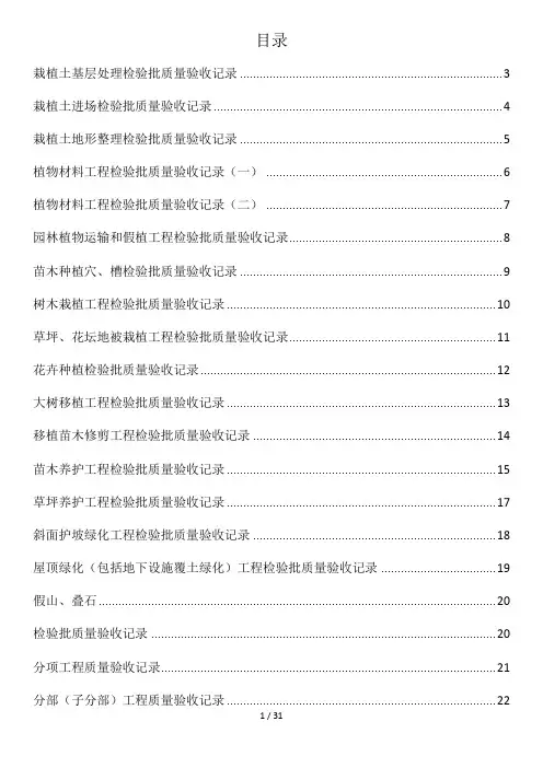 园林绿化质量验收记录全套表格