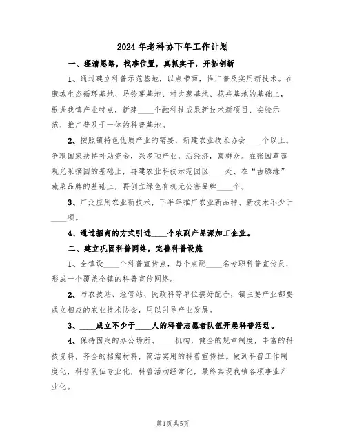 2024年老科协下年工作计划(二篇)