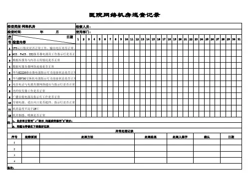 医院网络机房、服务器巡查记录表