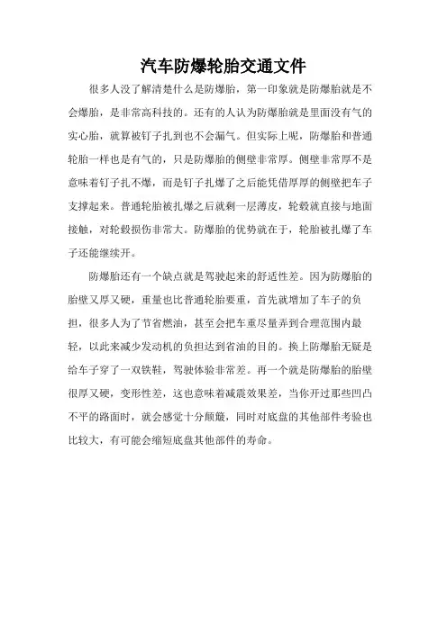 汽车防爆轮胎交通文件