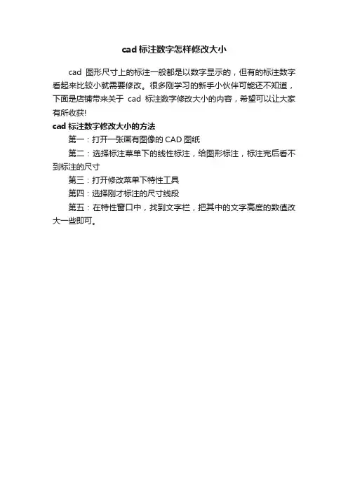 cad标注数字怎样修改大小