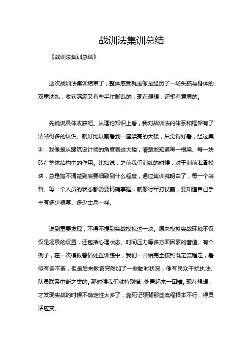 战训法集训总结