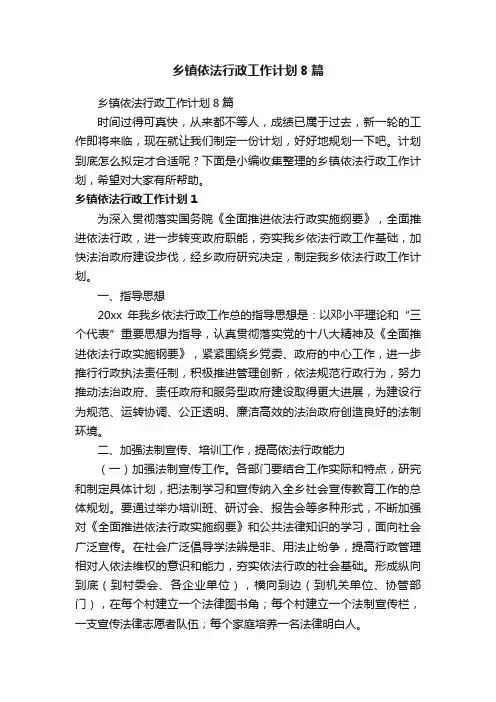 乡镇依法行政工作计划8篇