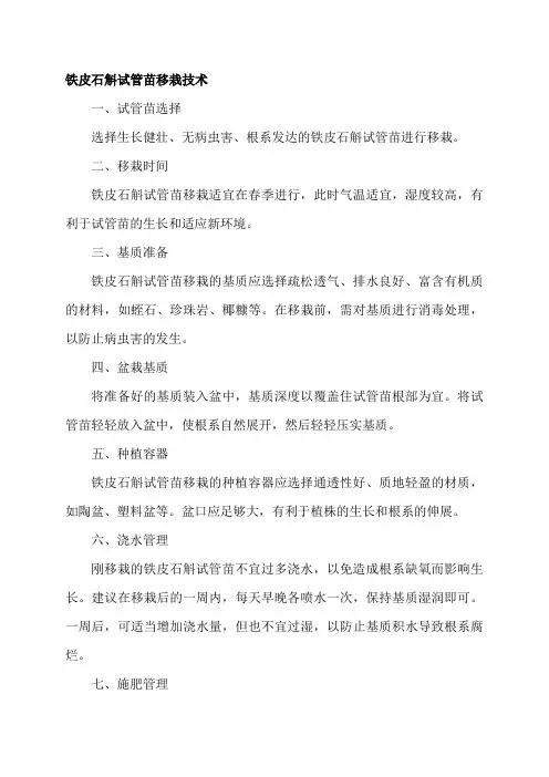 铁皮石斛试管苗移栽技术
