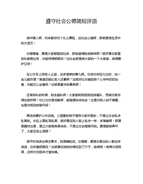遵守社会公德简短评语