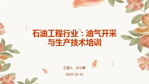 石油工程行业：油气开采与生产技术培训ppt