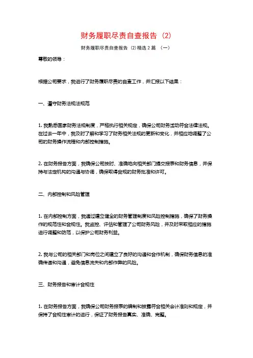 财务履职尽责自查报告 (2)2篇
