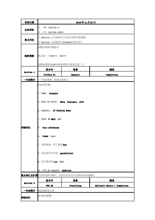 2012年11月24日雅思听力机经[A类]
