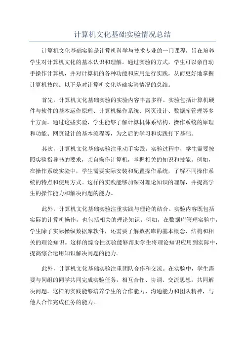 计算机文化基础实验情况总结