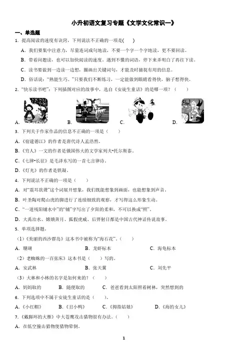 小升初语文复习专题《文学文化常识1》练习及答案