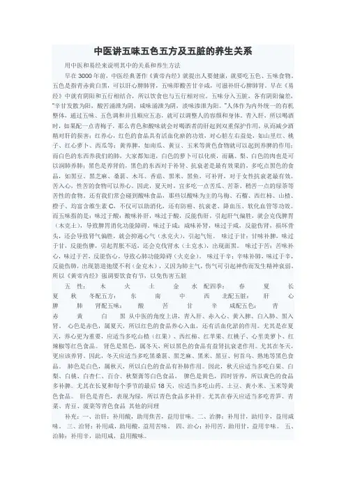 中医讲五味五色五方及五脏的养生关系